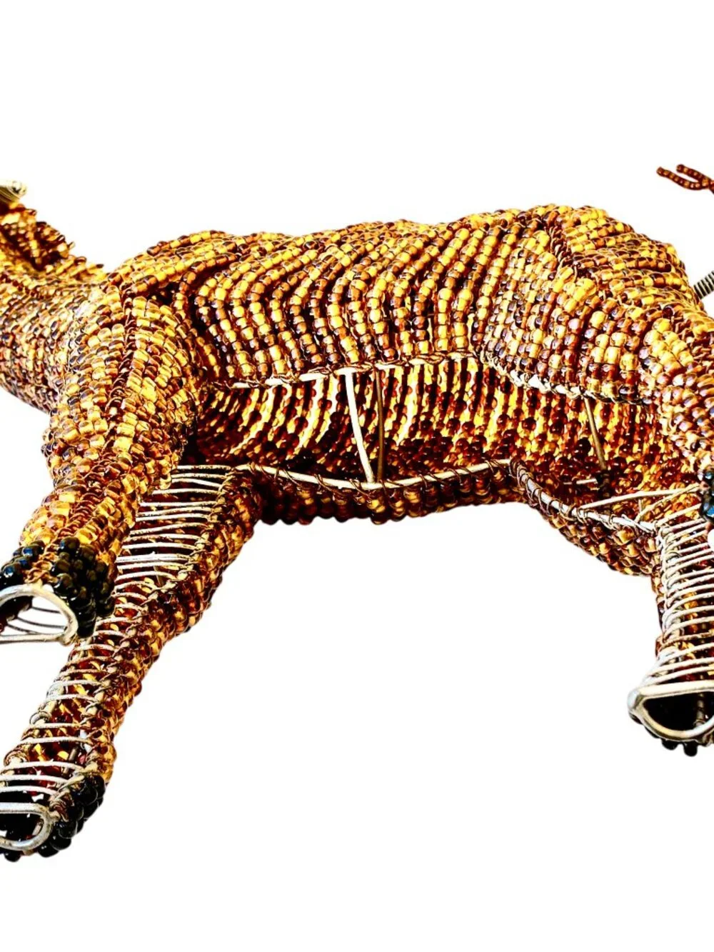 African Bead + Wire Giraffe Decorative Sculpture 13